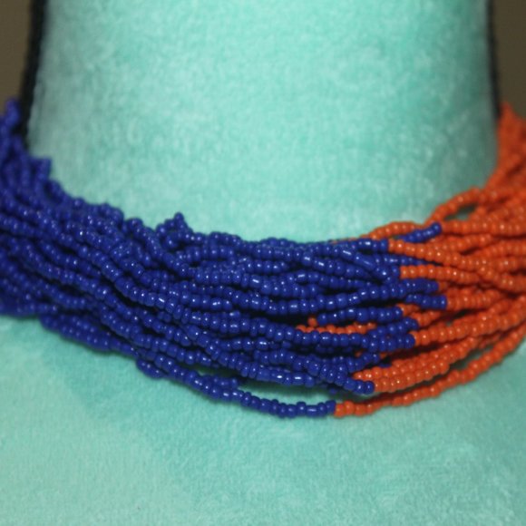 Florida Gators Colors Seed Bead Necklace - Picture 1 of 3